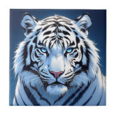 Witte Tijger Ai Kunst met Blauwe Ogen Tegeltje (Voorkant)