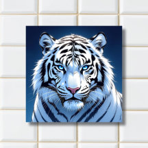 Witte Tijger Ai Kunst met Blauwe Ogen