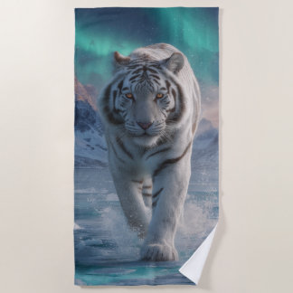 Witte Tijger Aurora IJs Landschap Wilde Dieren Ont Strandlaken