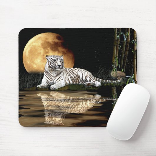 WITTE TIJGER Bedreigde Soort Mousepad Muismat (Met muis)