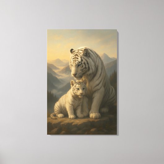 Witte Tijger – Bewaker van Licht – ManJiangHong Ar Canvas Afdruk (Voorkant)