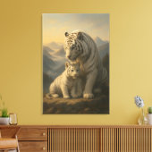Witte Tijger – Bewaker van Licht – ManJiangHong Ar Canvas Afdruk (Insitu (Woonkamer))