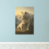 Witte Tijger – Bewaker van Licht – ManJiangHong Ar Canvas Afdruk (Insitu (Houten vloer))
