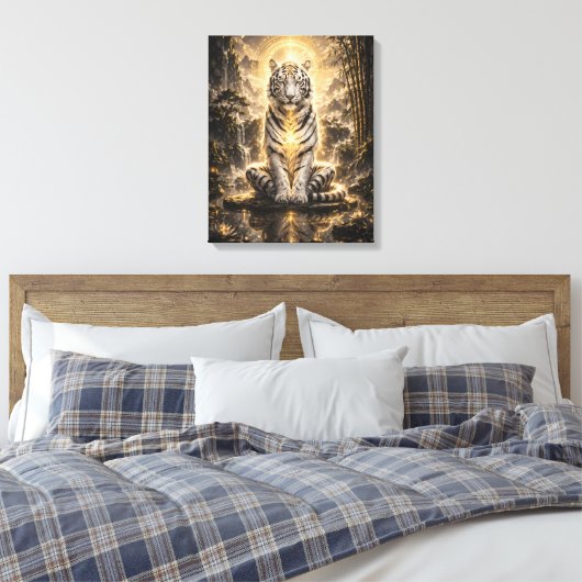 Witte Tijger Bewakers Meditatie Kracht Canvas Afdruk (Insitu (Slaapkamer))