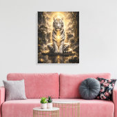 Witte Tijger Bewakers Meditatie Kracht Canvas Afdruk (Insitu (Woonkamer))
