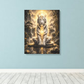 Witte Tijger Bewakers Meditatie Kracht Canvas Afdruk (Insitu (Houten vloer))