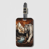 Witte tijger bij de bergstroom bagagelabel (Voorkant (verticaal))