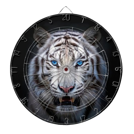 Witte Tijger Blauwe Ogen Dartbord (Voorkant)
