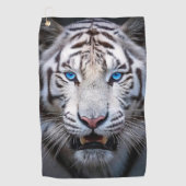 Witte Tijger Blauwe Ogen Golfhanddoek (Voorkant)