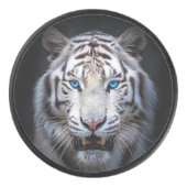 Witte Tijger Blauwe Ogen Hockey Puck (Voorkant)