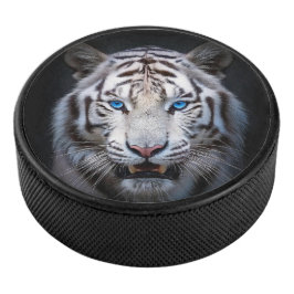 Witte Tijger Blauwe Ogen Hockey Puck