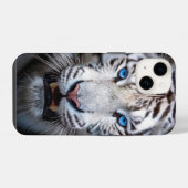 Witte Tijger Blauwe Ogen iPhone Hoesje (Achterkant horizontaal)