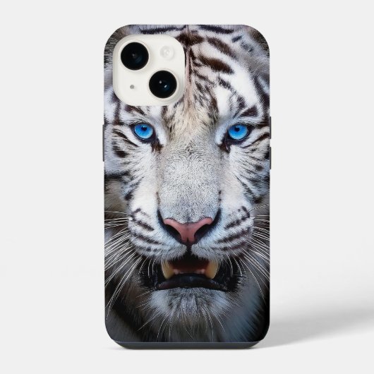 Witte Tijger Blauwe Ogen iPhone Hoesje (Achterkant)