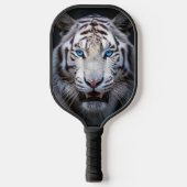 Witte Tijger Blauwe Ogen Pickleball Paddle (Voorkant)