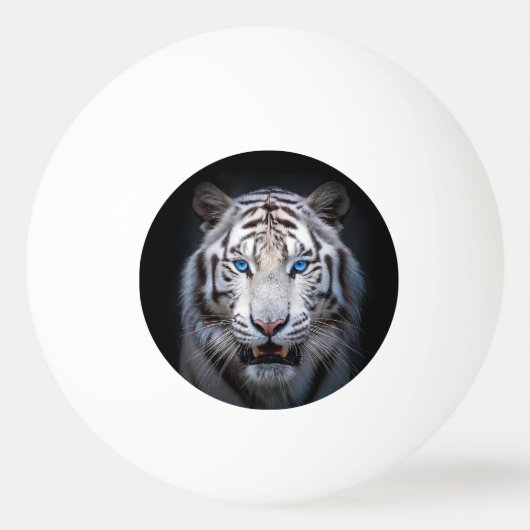 Witte Tijger Blauwe Ogen Pingpongbal (Voorkant)