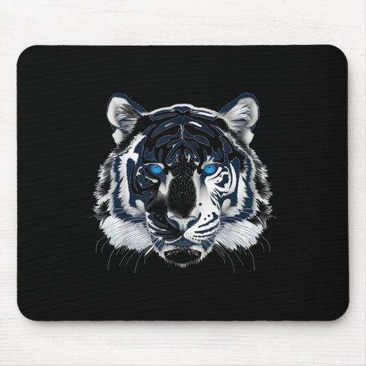 Witte Tijger Blauwe Ogen Wilde Kat Dier _1 Muismat (Voorkant)