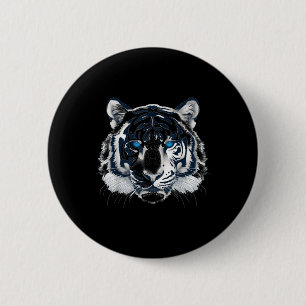 Witte Tijger Blauwe Ogen Wilde Kat Dier _1 Ronde Button 5,7 Cm