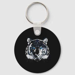 Witte Tijger Blauwe Ogen Wilde Kat Dier _1 Sleutelhanger