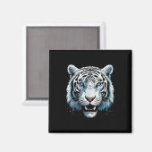 Witte Tijger Blauwe Ogen Wilde Kat Dier Magneet (Voorkant / Achterkant)