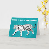 Witte Tijger Blauwgroen, Turquoise Blauw Custom Kaart (Gele Bloem)