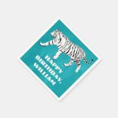 Witte Tijger Blauwgroen, Turquoise Blauw Custom Servet (Hoek)