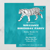 Witte Tijger Blauwgroen, Turquoise Blauw Verjaarda Kaart (Voorkant / Achterkant)