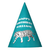 Witte tijger Blauwgroen, Turquoise Blue op maat Feesthoedjes (Voorkant)