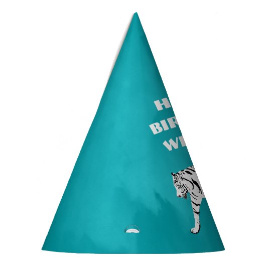Witte tijger Blauwgroen, Turquoise Blue op maat Feesthoedjes (Links)