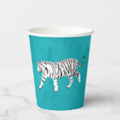 Witte tijger Blauwgroen, Turquoise Blue op maat Papieren Bekers (Achterkant)