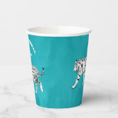 Witte tijger Blauwgroen, Turquoise Blue op maat Papieren Bekers (Links)