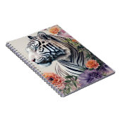 Witte Tijger Bloemenportret Kunst Notitieboek (Rechterzijde)