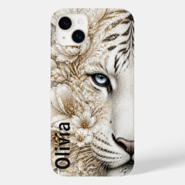 Witte Tijger Bloemkunst met Blauwe Ogen Case-Mate iPhone 14 Plus Hoesje