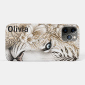 Witte Tijger Bloemkunst met Blauwe Ogen Case-Mate iPhone Case (Achterkant (horizontaal))