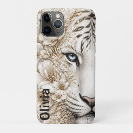 Witte Tijger Bloemkunst met Blauwe Ogen Case-Mate iPhone Case