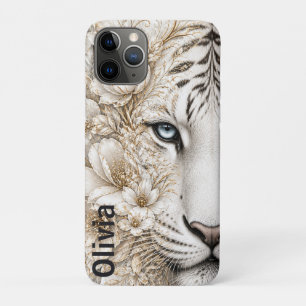 Witte Tijger Bloemkunst met Blauwe Ogen Case-Mate iPhone Case