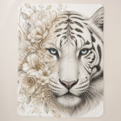 Witte Tijger Bloemkunst met Blauwe Ogen Sherpa Deken (Voorkant)