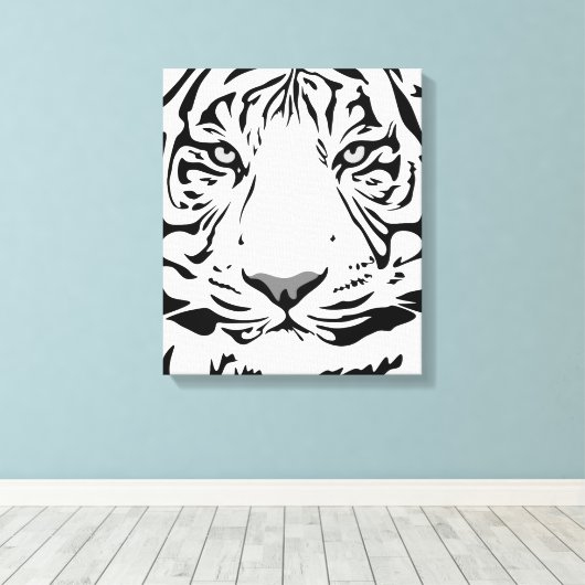 Witte tijger canvas afdruk (Insitu (Houten vloer))