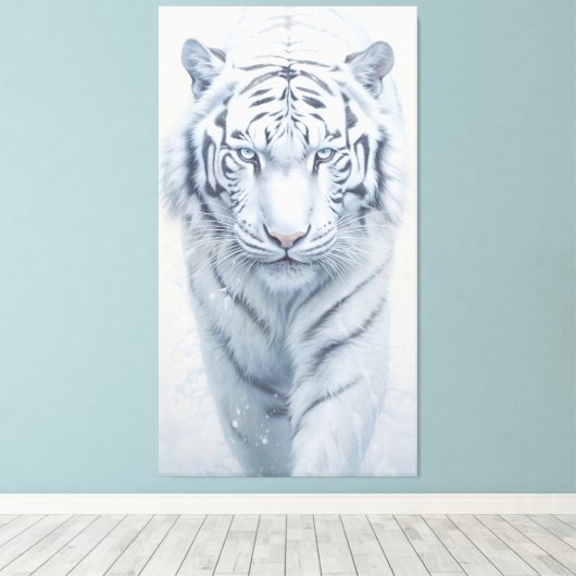 Witte tijger canvas afdruk (Insitu (Houten vloer))
