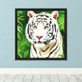 Witte tijger canvas afdruk (Insitu (Houten vloer))
