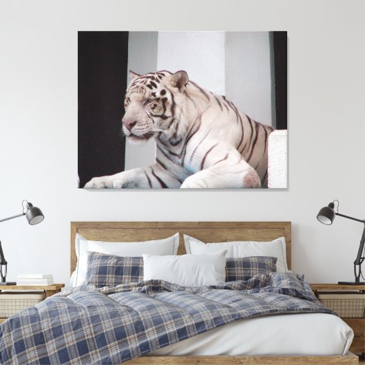 Witte tijger canvas afdruk (Insitu (Slaapkamer))