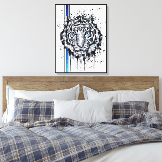 Witte tijger canvas afdruk (Insitu (Slaapkamer))