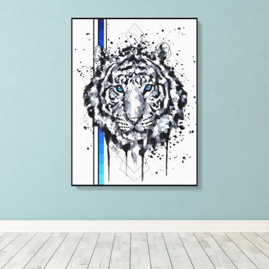 Witte tijger canvas afdruk (Insitu (Houten vloer))