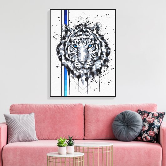 Witte tijger canvas afdruk (Insitu (Woonkamer))