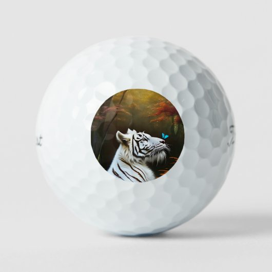 Witte tijger die liefdevolle momenten, Golf Balls Golfballen (Voorkant)