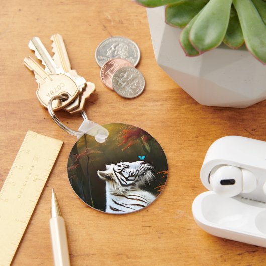 Witte tijger die liefdevolle momenten, het sleutel sleutelhanger (Bureau)