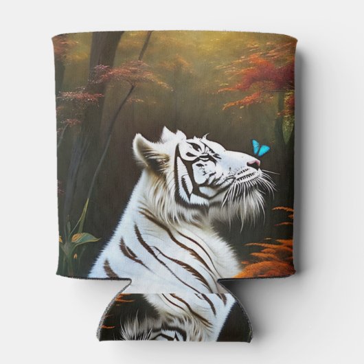 Witte tijger die liefdevolle momenten, Koelbox Blikjeskoeler (Achterkant)