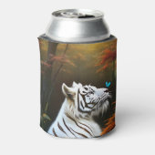 Witte tijger die liefdevolle momenten, Koelbox Blikjeskoeler (Blikje Achterkant)