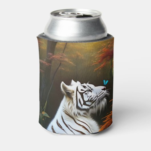Witte tijger die liefdevolle momenten, Koelbox Blikjeskoeler (Blikje Achterkant)