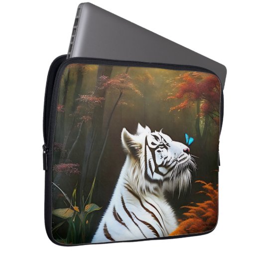 Witte tijger die liefdevolle momenten, laptophoes laptop sleeve (Voorkant Rechts)