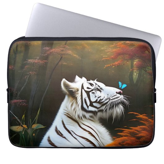 Witte tijger die liefdevolle momenten, laptophoes laptop sleeve (Voorkant)